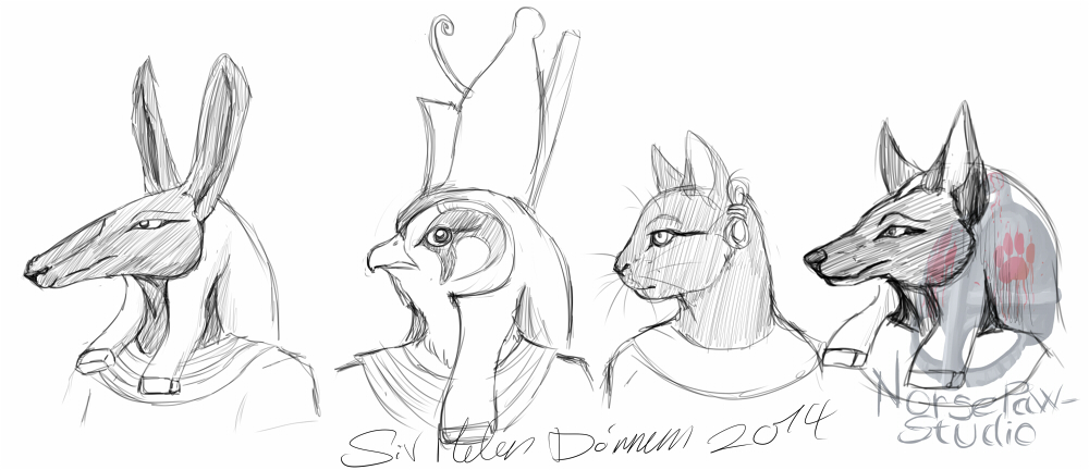 1000x432 Warm Up Sketch - Egyptian Gods Drawings