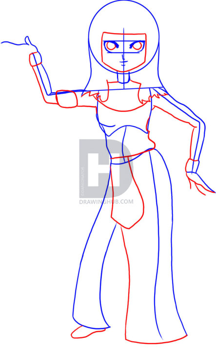 443x719 How To Draw An Egyptian Person, Step - Egyptian Person Drawing