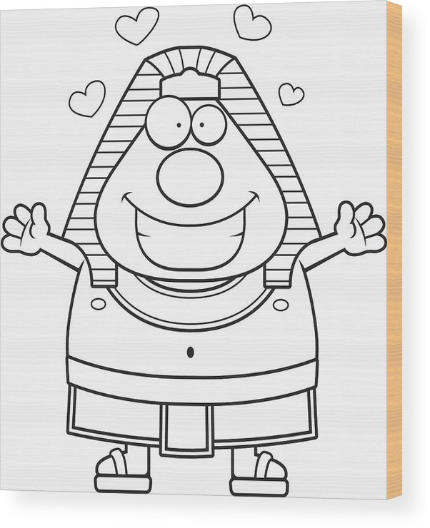 602x740 cartoon egyptian pharaoh hug wood print - Egyptian Pharaoh Drawing