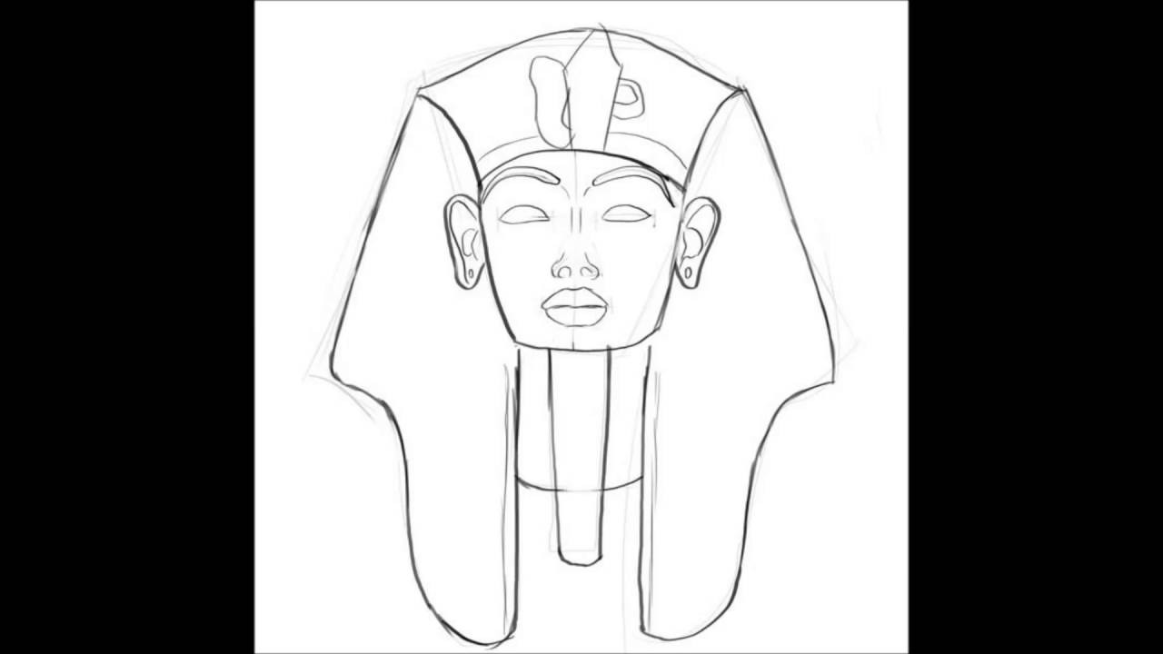 1280x720 sarcophagus drawing sphinx egyptian head for free download - Egyptian Pharaoh Drawing