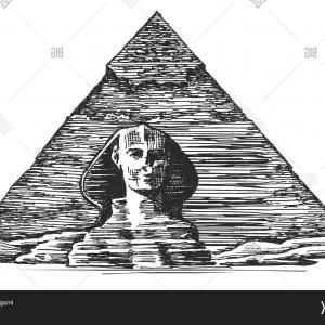 300x300 Drawing Color Pyramids And Sphinx In Giza Egypt Vector Sohadacouri - Egyptian Pyramids Drawing