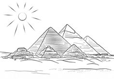 236x163 How To Draw The Pyramids Of Giza, Pyramids Of Giza Step Cc - Egyptian Pyramids Drawing