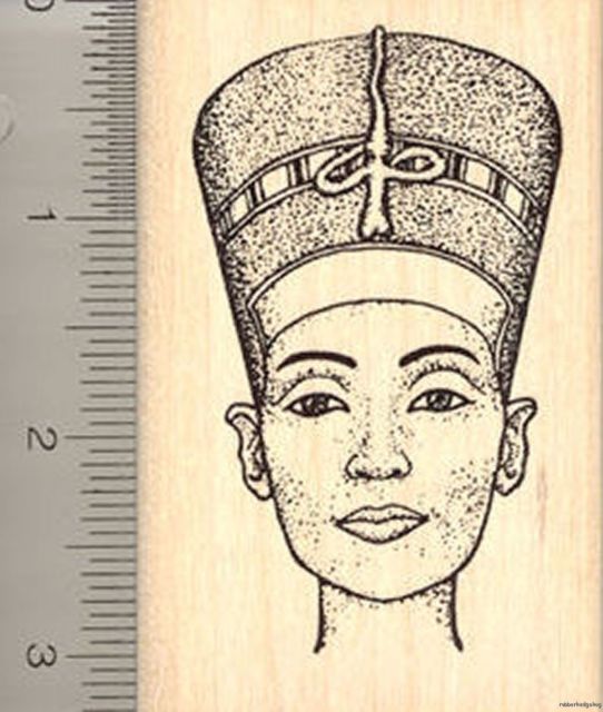 542x640 Egyptian Queen Nefertiti Rubber Stamp Wife Consort Of Pharaoh - Egyptian Queen Drawing