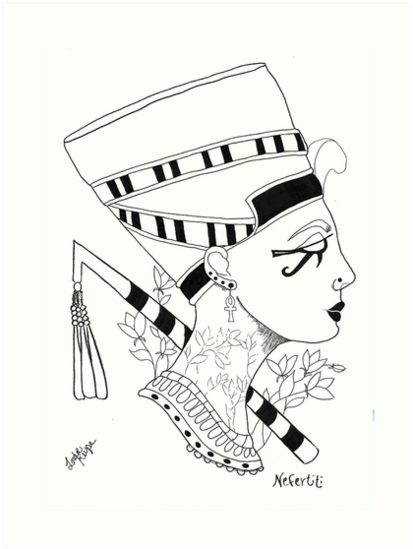 413x549 Nefertiti Egyptian Queen Art Prints - Egyptian Queen Drawing