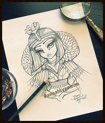 339x400 Original Sketch Cleopatra Egyptian Queen Princess Girl Drawing - Egyptian Queen Drawing
