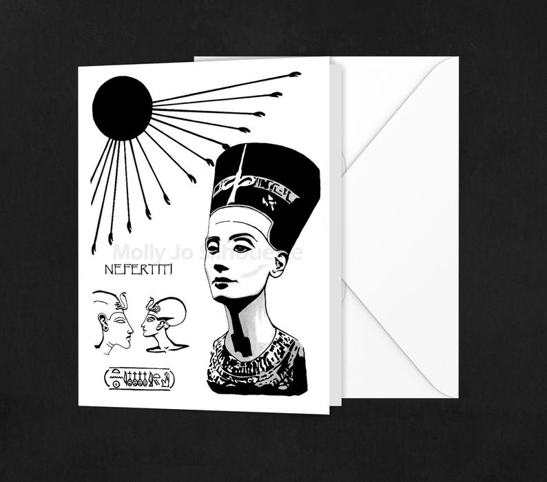 794x700 Queen Nefertiti Greeting Card Ancient Egypt Art Nefertiti Etsy - Egyptian Queen Drawing