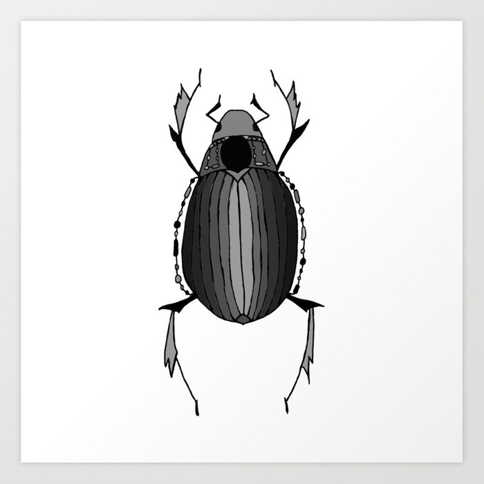 700x700 egyptian scarab beetle gray black art print - Egyptian Scarab Beetle Drawing
