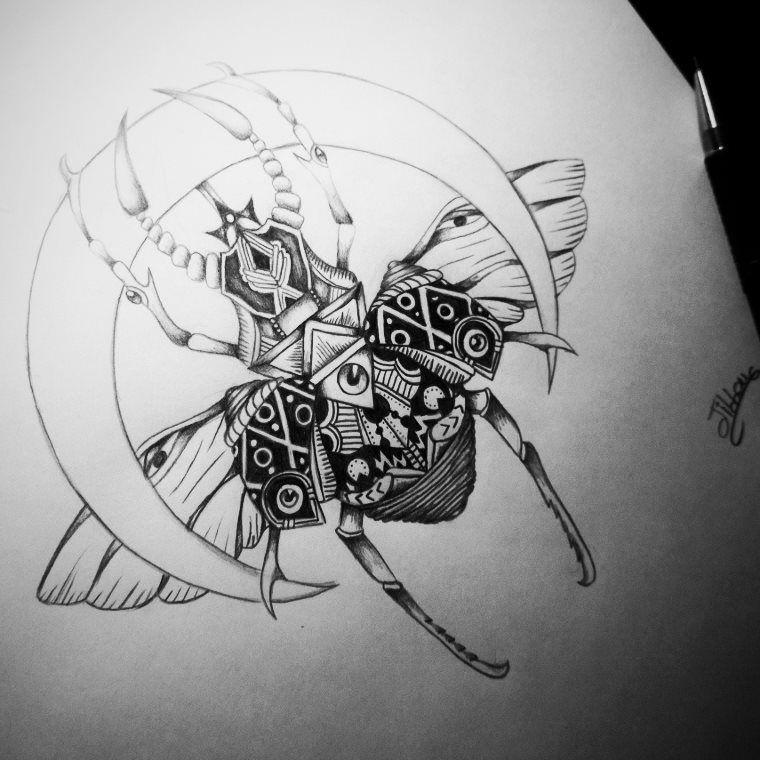 760x760 scarab beetle tattoo tattoos scarab tattoo, bastet tattoo - Egyptian Scarab Beetle Drawing