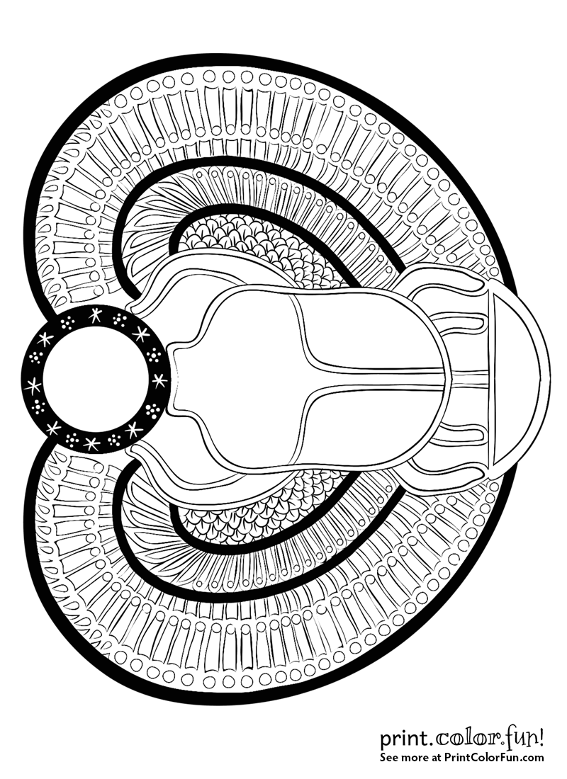 800x1100 Ancient Egyptian Scarab Beetle Coloring Page - Egyptian Scarab Drawing