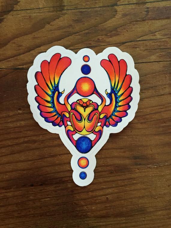 570x760 hand drawn egyptian scarab sticker sacred geometry sticker etsy - Egyptian Scarab Drawing