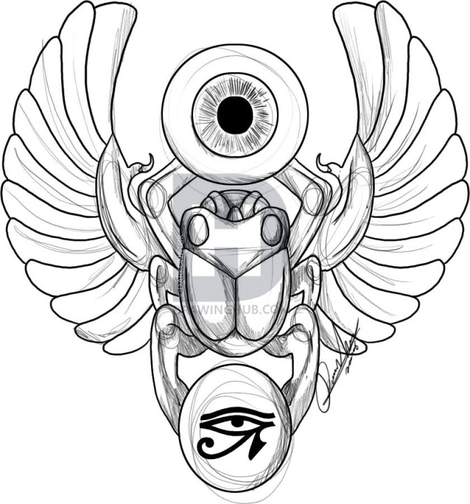672x720 How To Draw A Scarab Design, Step - Egyptian Scarab Drawing