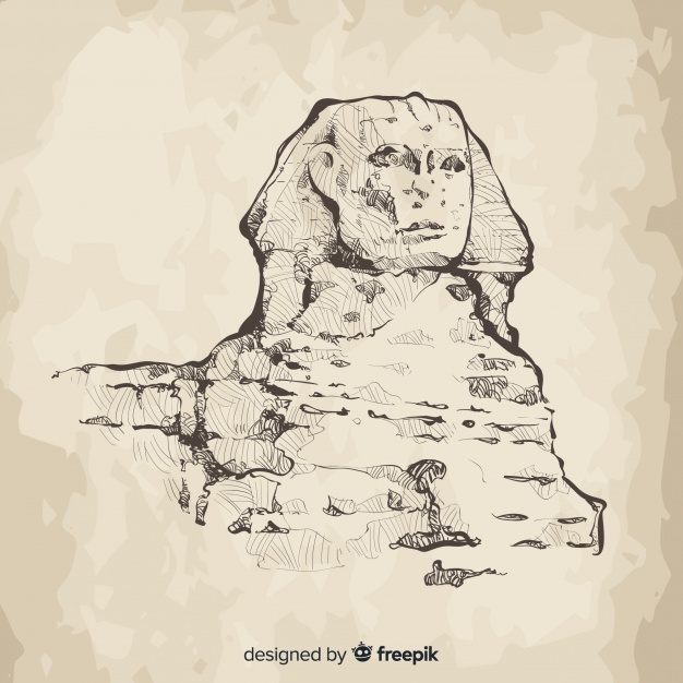 626x626 Egypt Sphinx Background Hand Drawn Style Vector Free Download - Egyptian Sphinx Drawing