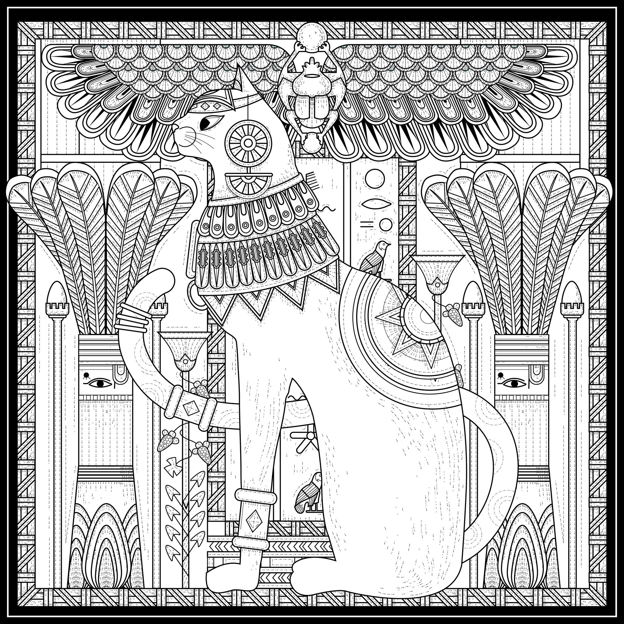 2048x2048 egypt cat egyptian style and symbols - Egyptian Style Drawing