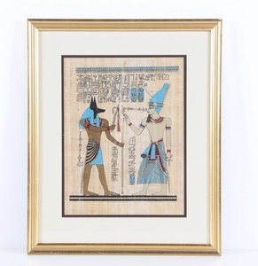 291x300 egyptian style ink painting on papyrus lot art - Egyptian Style Drawing