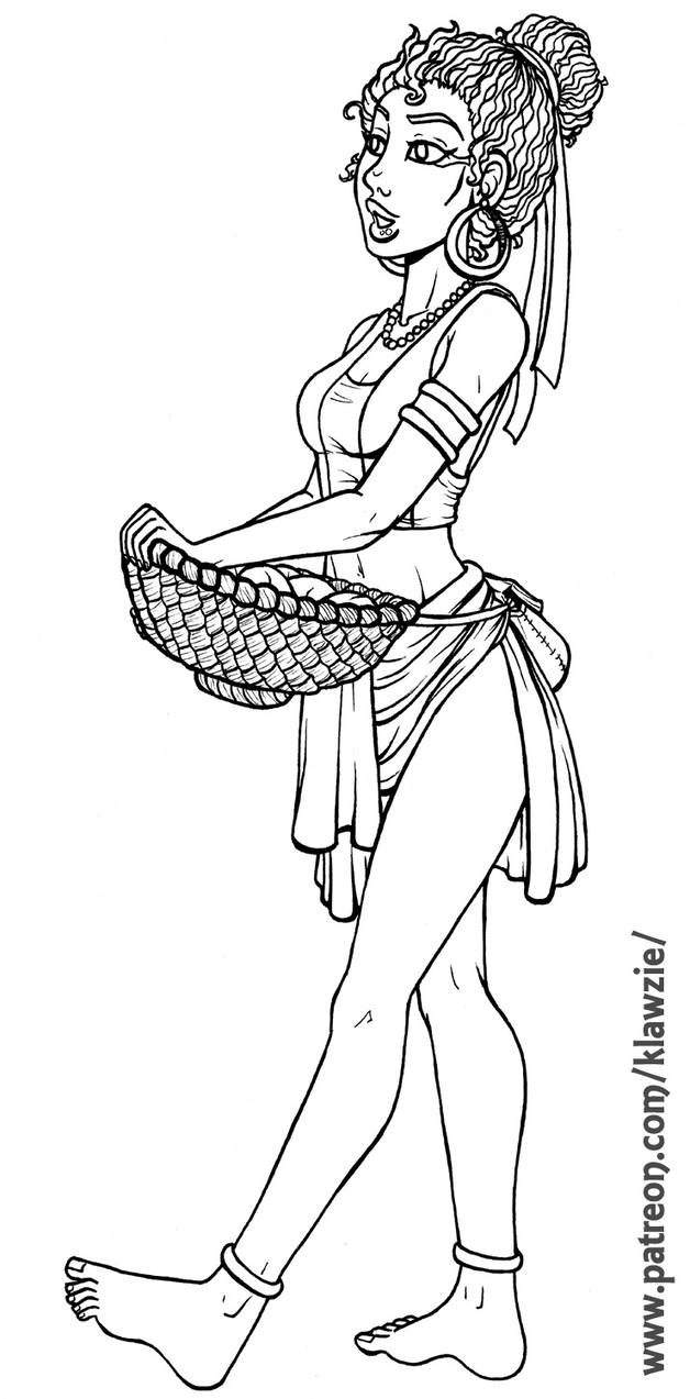 628x1273 Woman Farmer - Egyptian Style Drawing
