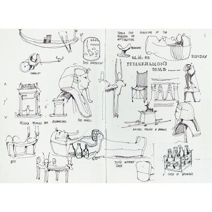 434x434 Drawings From 'a Sketchbook In Egypt And Jordan' Items - Egyptian Tomb Drawing