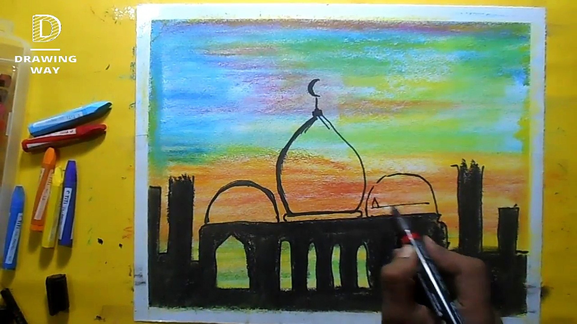 1920x1080 How To Draw Eid Festival With Oil Pastel - Eid Drawing