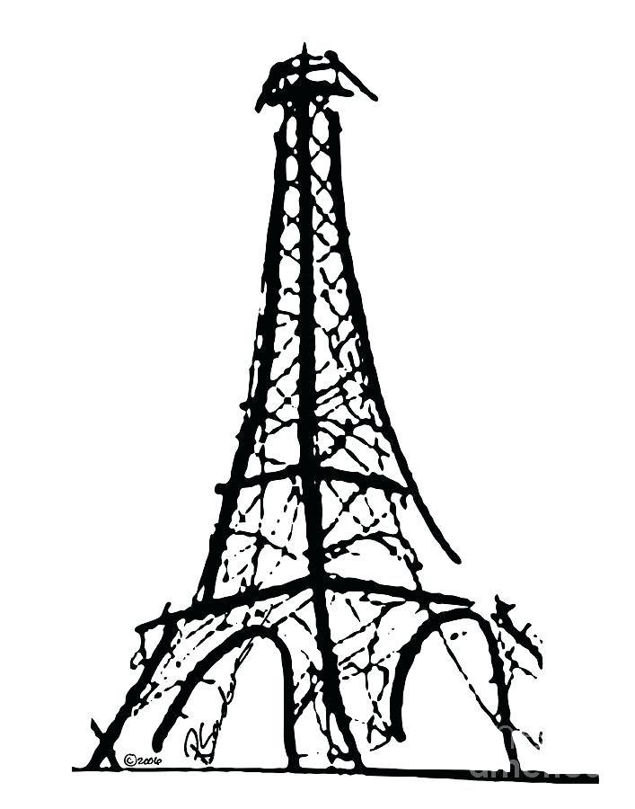 707x900 Eiffel Tower Black Silhouette And Vector White Drawing Elliottwave - Eiffel Tower Black And White Drawing