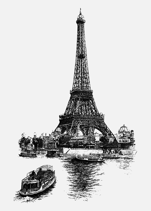626x877 Eiffel Tower Vectors, Photos And Free Download - Eiffel Tower Black And White Drawing