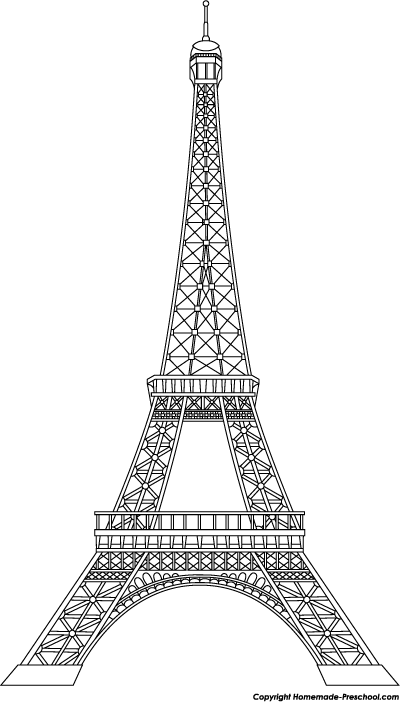 400x702 Fun And Free Clipart Each Clipart Image Is Available In Color - Eiffel Tower Black And White Drawing