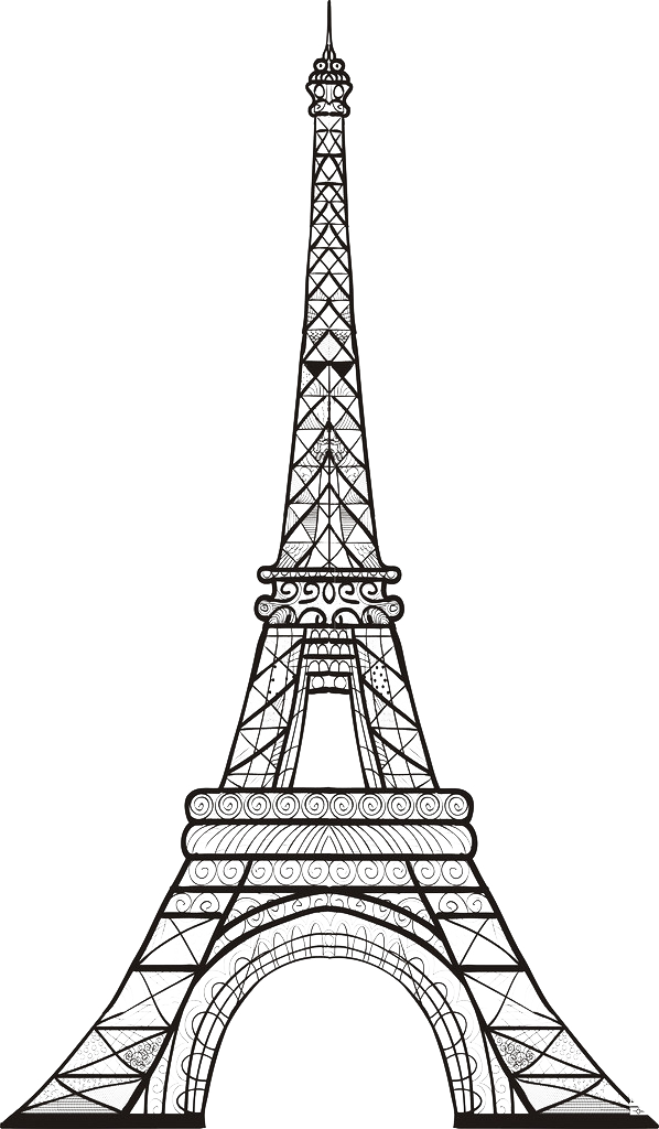 598x1024 Sketch Of The Eiffel Tower - Eiffel Tower Black And White Drawing