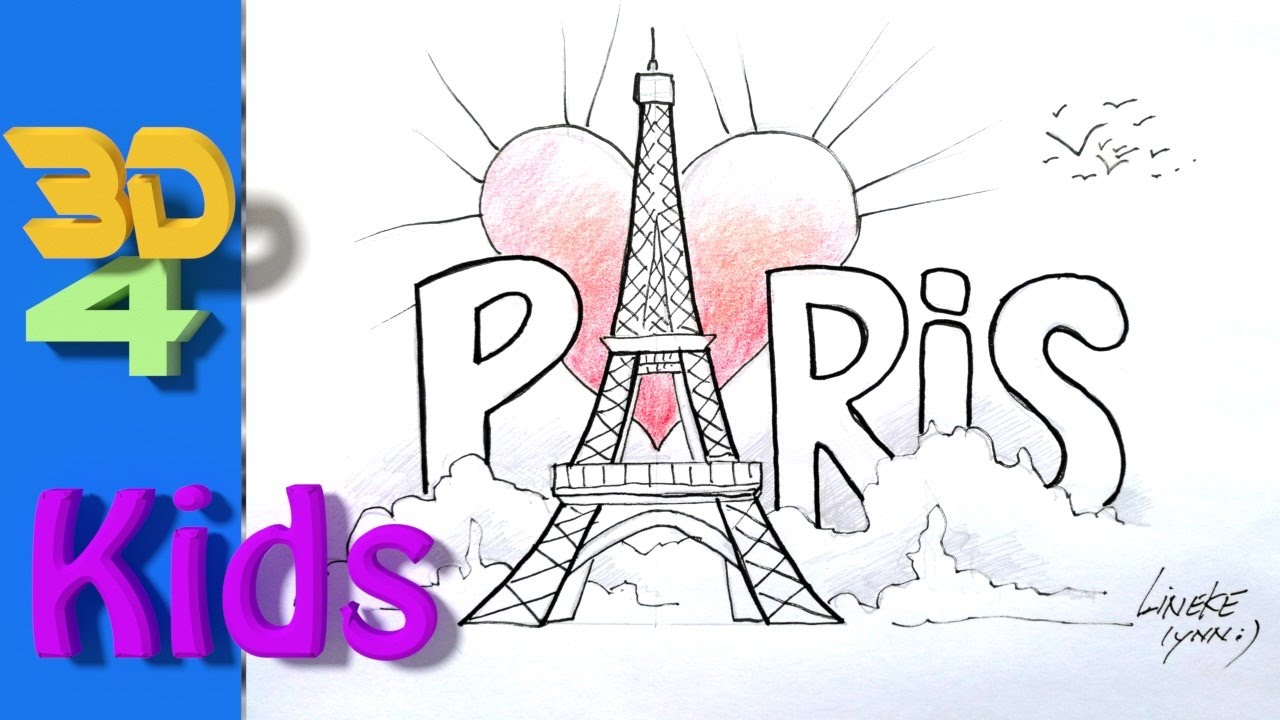 1280x720 Gradehow To Draw The Eiffel Tower For Kids - Eiffel Tower Cartoon Drawing