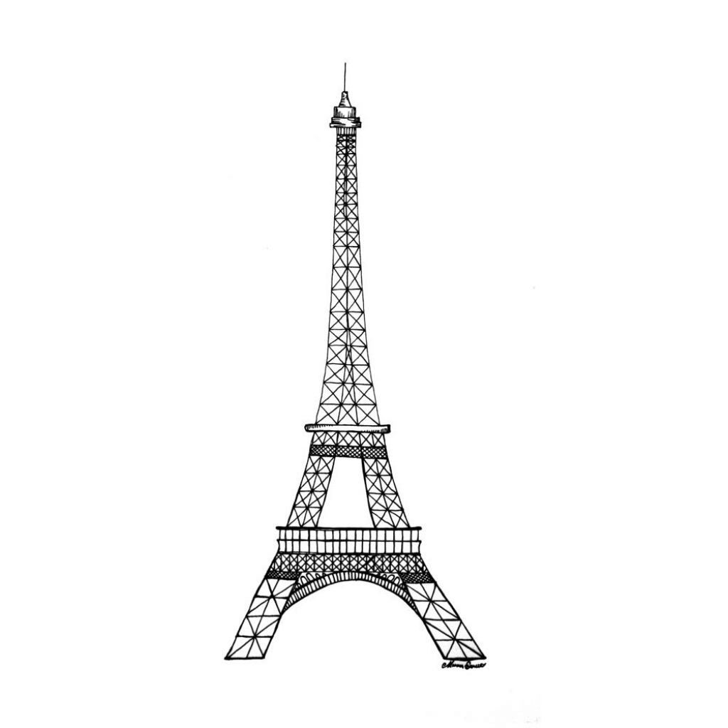1024x1024 Cartoon Drawing Of Eiffel Tower - Eiffel Tower Cartoon Drawing