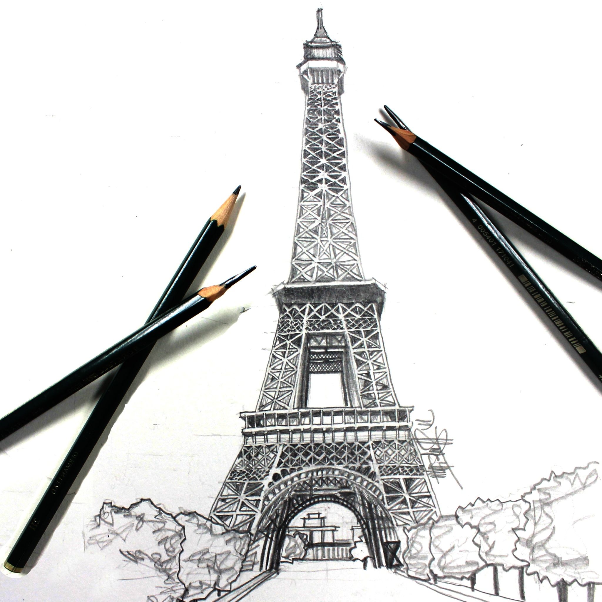 2048x2048 Eiffel Tower Paris Drawing Pics Drawing Skill - Eiffel Tower Drawing