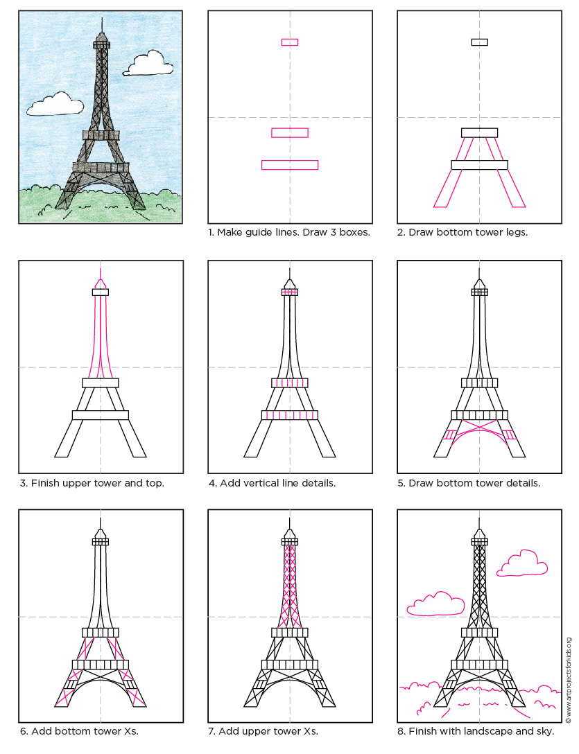 835x1088 How To Draw The Eiffel Tower Art Projects For Kids - Eiffel Tower Drawing