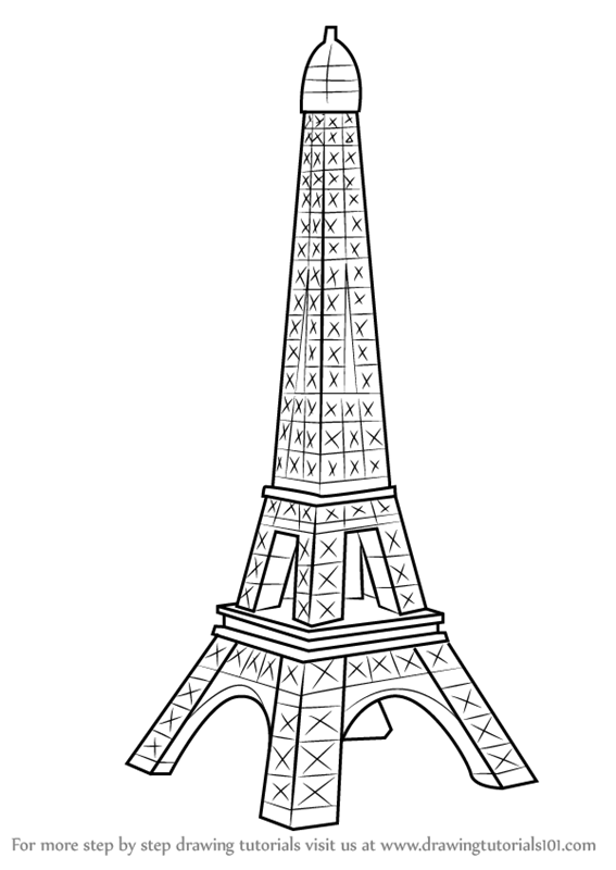 567x800 Learn How To Draw Mini Eiffel Tower - Eiffel Tower Drawing