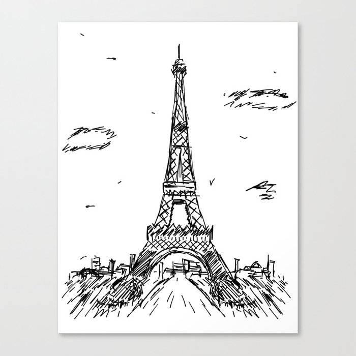 700x700 Paris Eiffel Tower Drawing Canvas Print - Eiffel Tower Drawing
