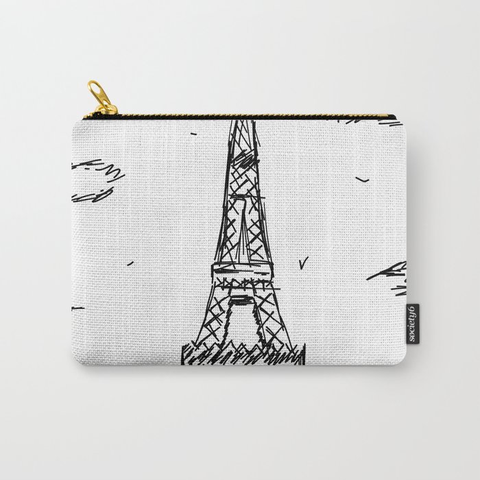 700x700 Paris Eiffel Tower Drawing Carry All Pouch - Eiffel Tower Drawing