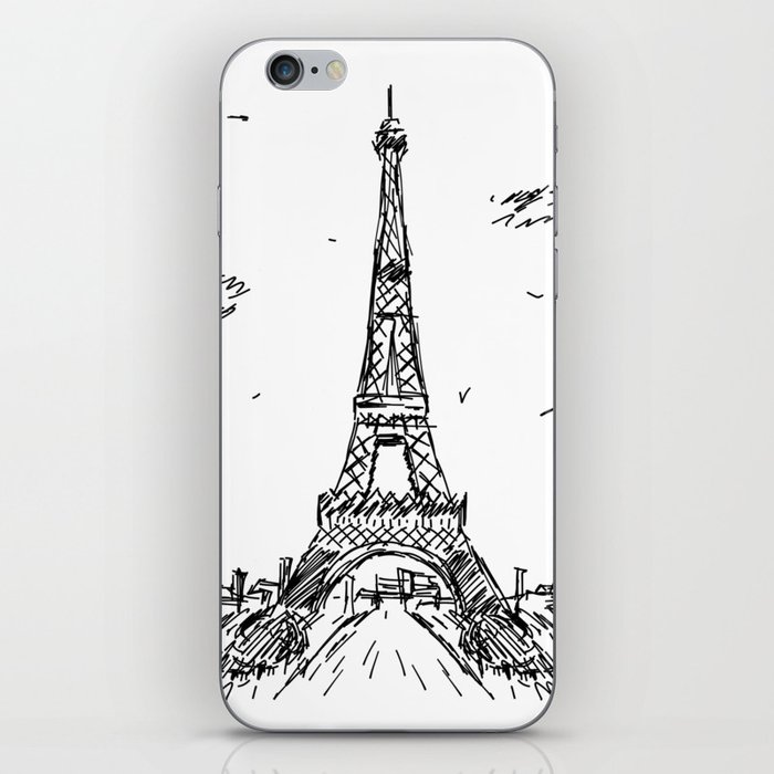 700x700 Paris Eiffel Tower Drawing Iphone Skin - Eiffel Tower Drawing