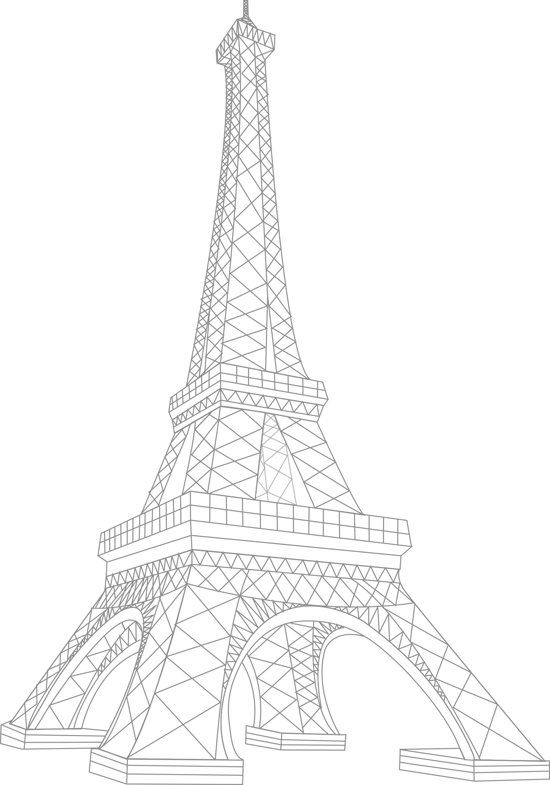 Simple Eiffel Tower 3d Drawing Rectangle Circle