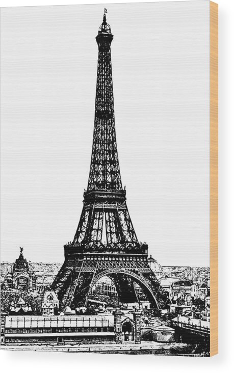 459x732 Eiffel Tower Drawing Century Wood Print - Eiffel Tower Drawing