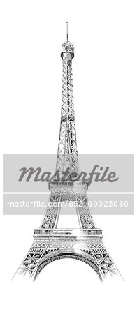 196x450 Drawing Of The Eiffel Tower, Paris - Eiffel Tower Drawing Black And White