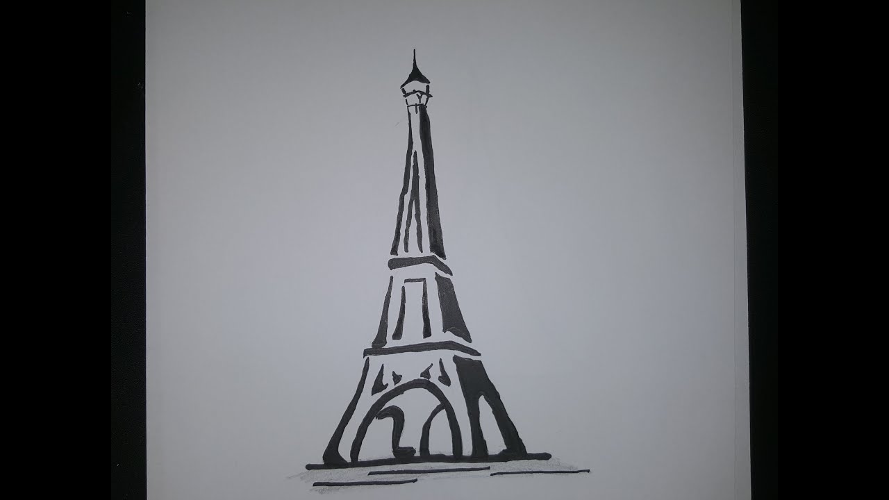 1280x720 How To Draw Eiffel Tower Simple And Easy!!!!! - Eiffel Tower Drawing Easy