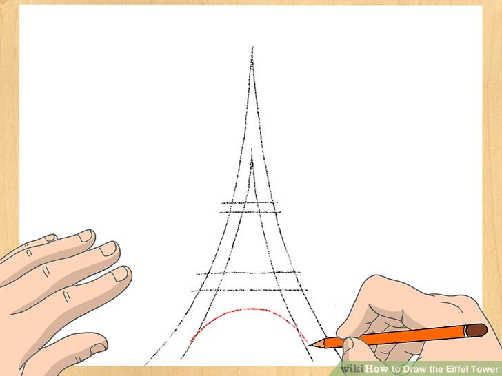 728x546 How To Draw The Eiffel Tower Steps - Eiffel Tower Drawing Easy