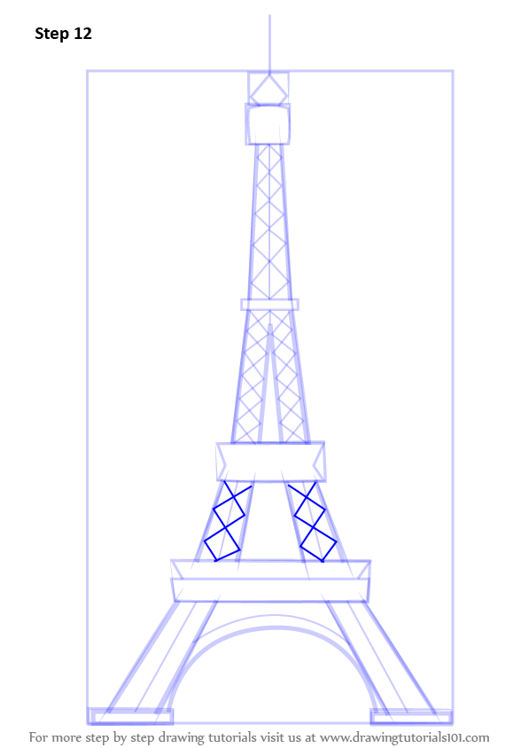 597x844 Learn How To Draw An Eiffel Tower - Eiffel Tower Drawing Easy