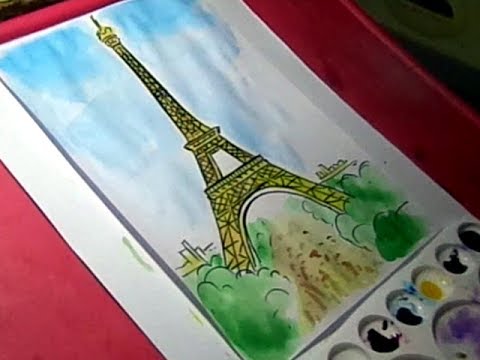 480x360 How To Draw Eiffel Tower Color Drawing For Kids - Eiffel Tower Drawing For Kids