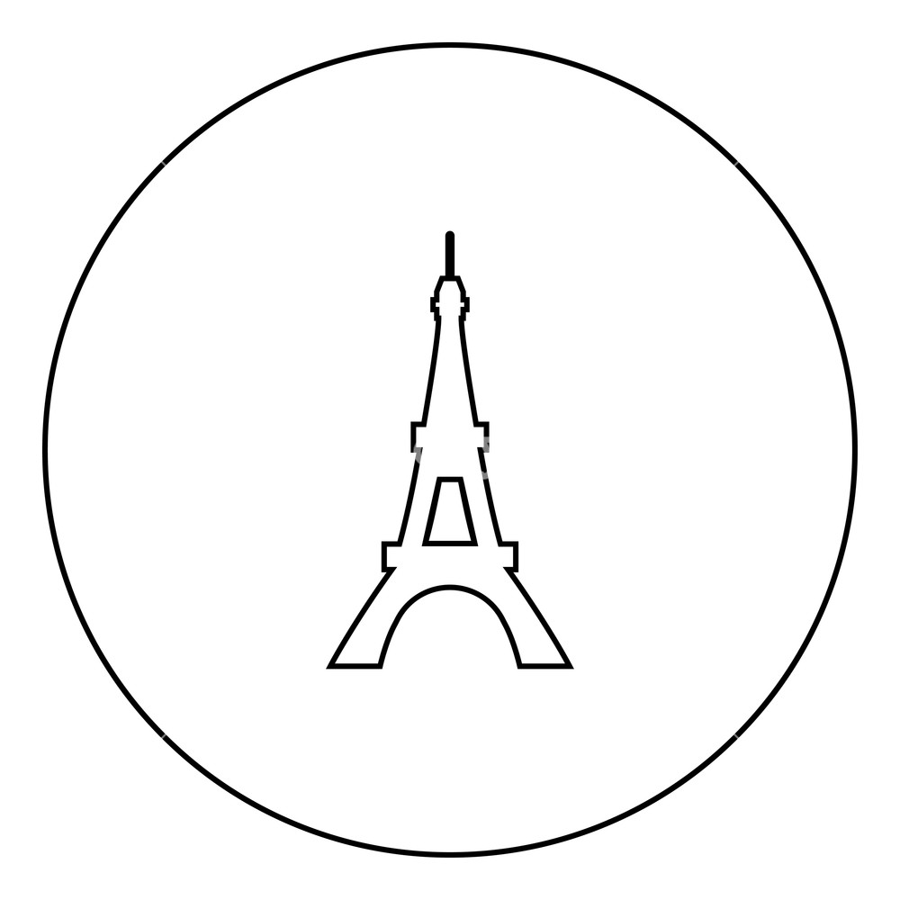 1000x1000 Eiffel Tower Icon Black Color In Circle Outline Vector - Eiffel Tower Drawing Outline