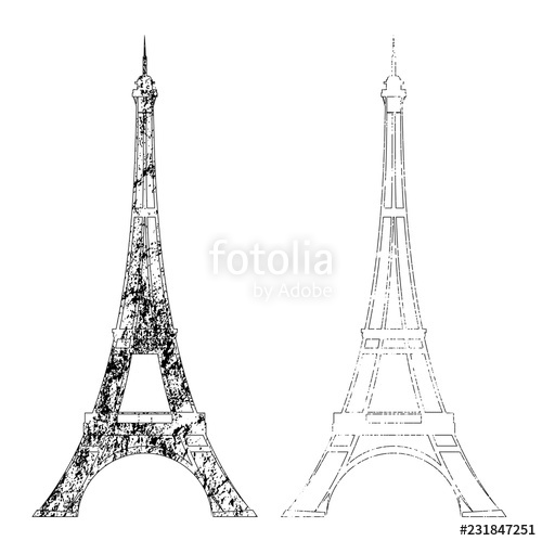 500x499 eiffel tower textured outline - Eiffel Tower Drawing Outline