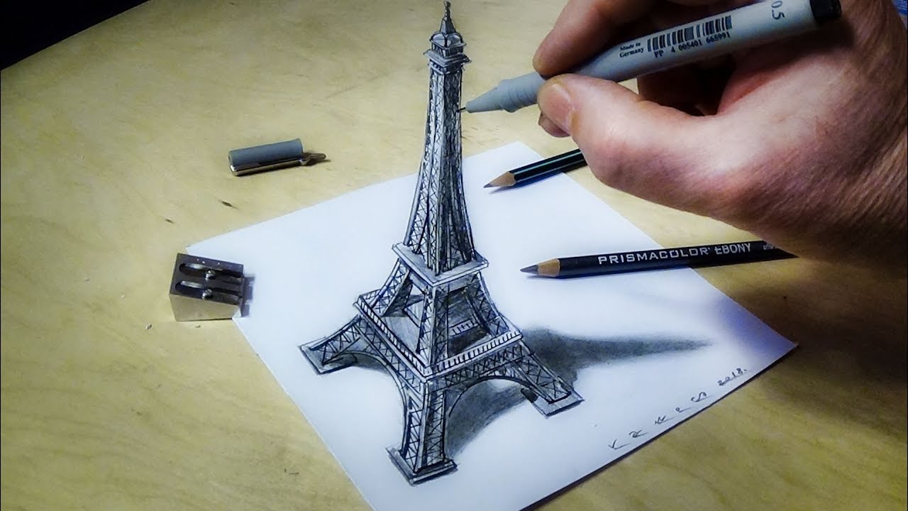 1280x720 Eiffel Tower Illusion - Eiffel Tower Drawing Pictures