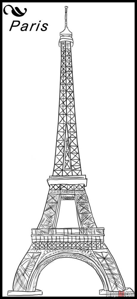 459x1000 How To Draw The Eiffel Tower, Step - Eiffel Tower Drawing Step By Step