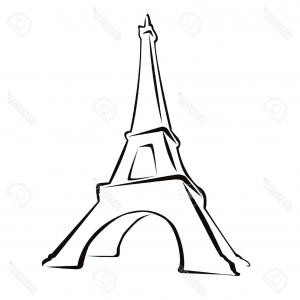 300x300 How To Draw Eiffel Tower Sketch Step - Eiffel Tower Drawing Steps