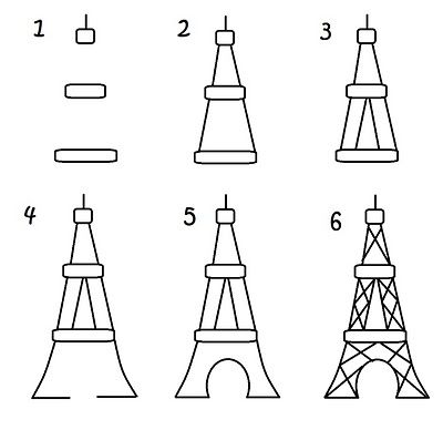 400x388 Paris Cupcake Toppers How To Drawings, Art, Drawing For Kids - Eiffel Tower Drawing Steps