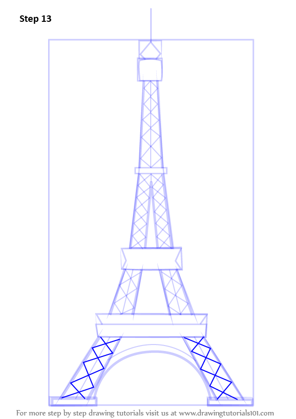 597x844 Step - Eiffel Tower Drawing Steps