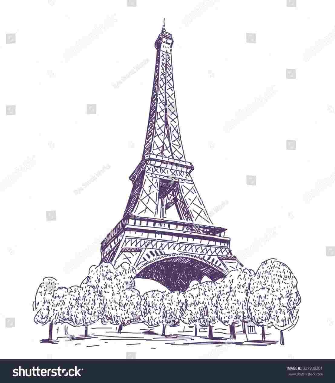 1107x1264 Draw The Steps With Pictures Wikihowrhwikihowcom How Eiffel Tower - Eiffel Tower Drawing Steps