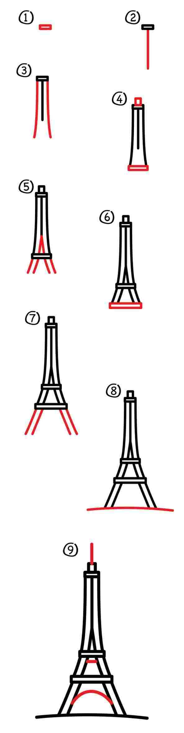 592x2352 Drawings Of The Eiffel Tower - Eiffel Tower Drawing Steps