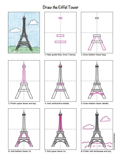 396x522 Drawn Eiffel Tower Step - Eiffel Tower Drawing Steps